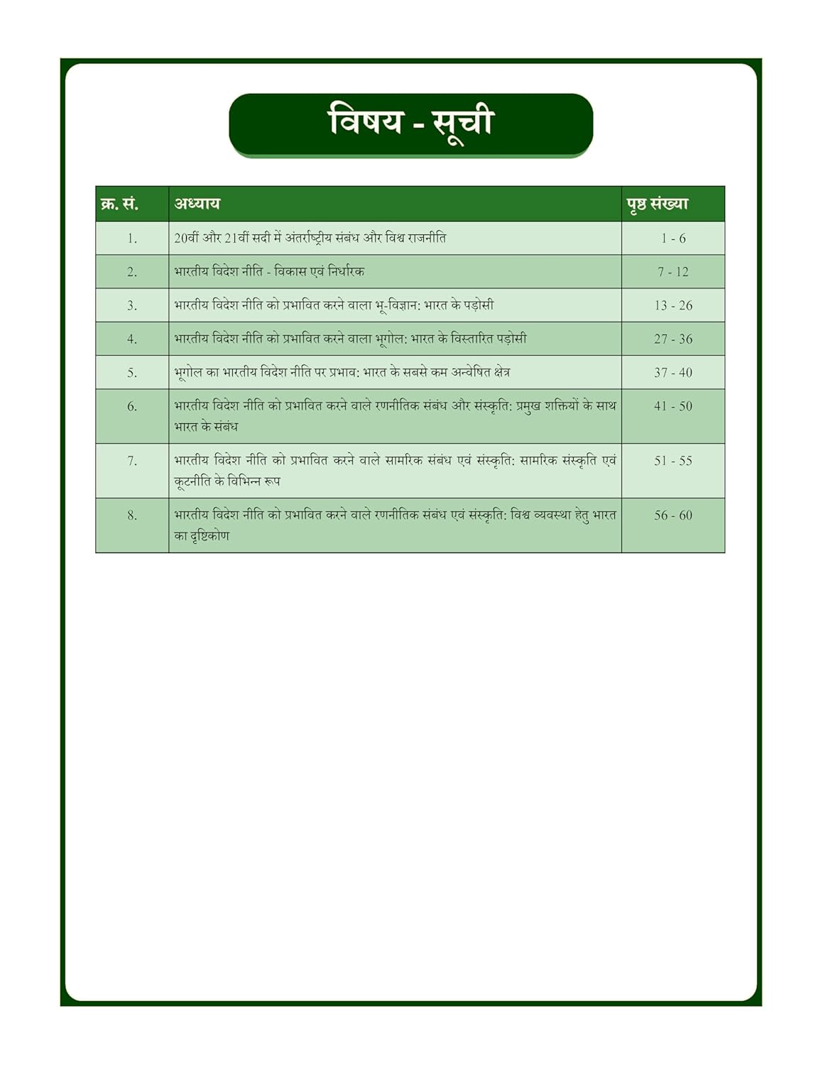 International Relations (Hindi) Basic Foundation Book