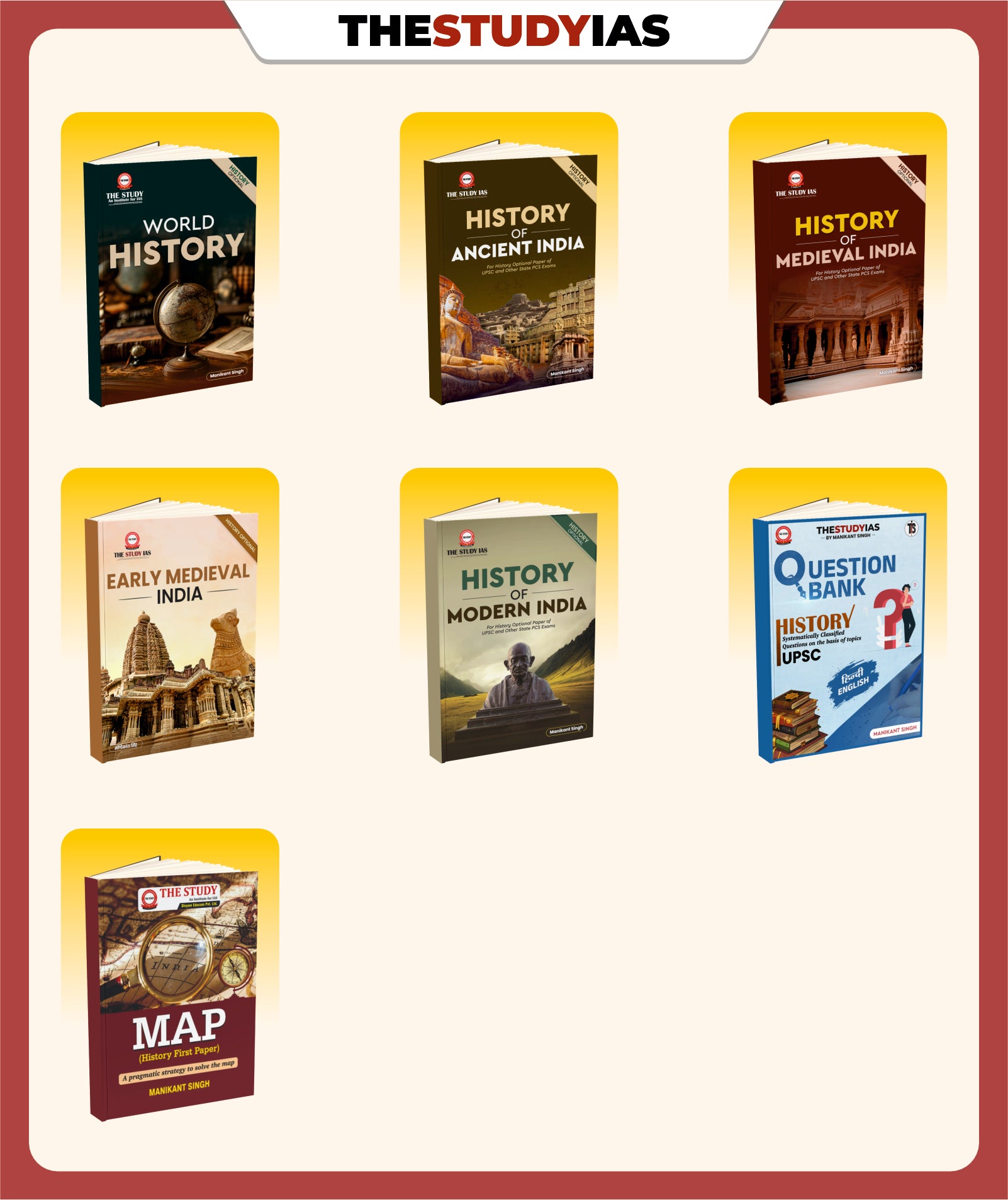 7 Book Combo History Optional English Medium (World, Ancient, Modern, Early Medieval, Medieval, Map & History Question Bank)