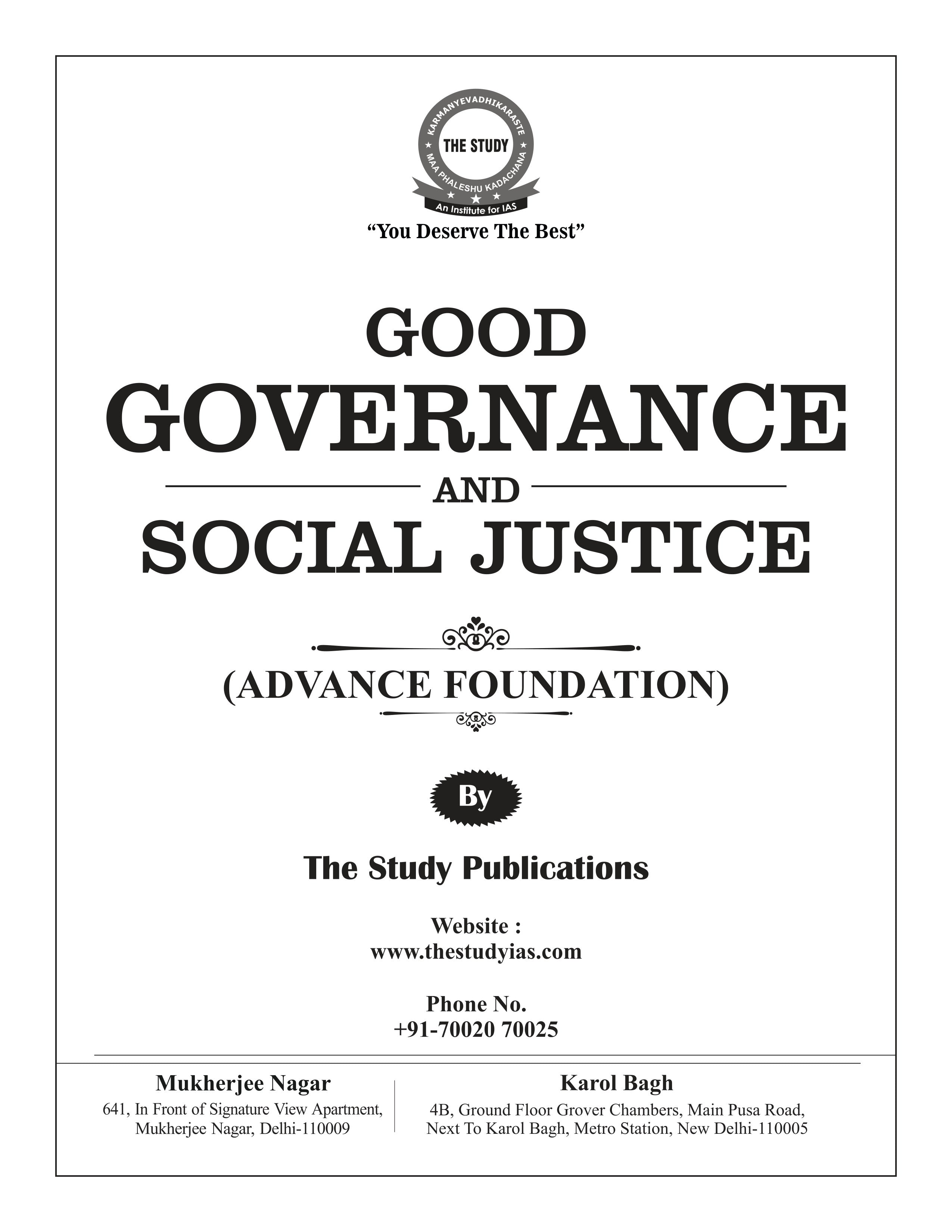 Good Governance & Social Justice (English) Book Advance Foundation